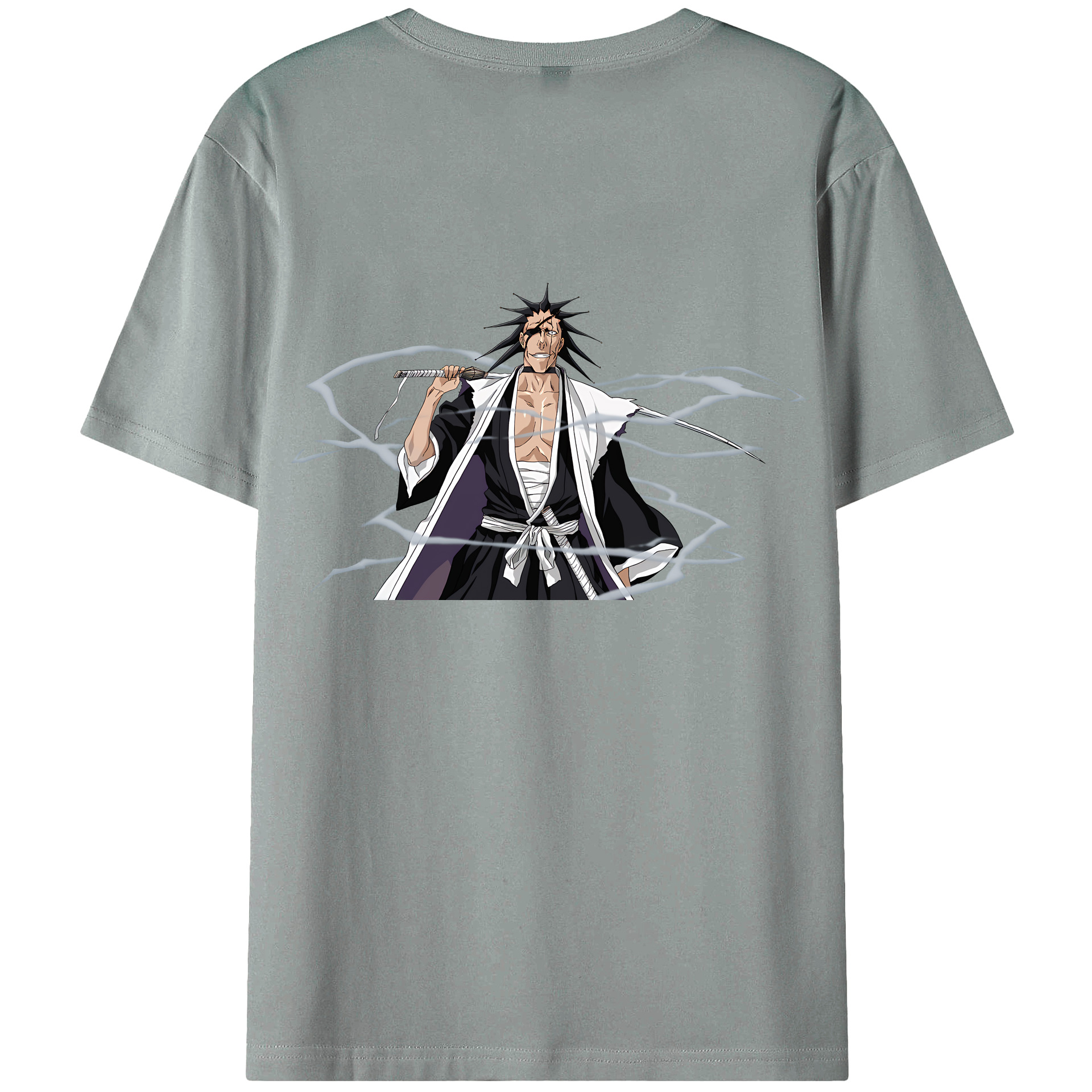 （画像用） ブリーチ ざらき けんぱち BLEACH Zaraki Kenpachi 綿100％ メンズ半袖Tシャツ（バックプリント） 通気性